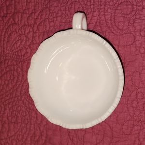 White Milk Glass Dish With Handle